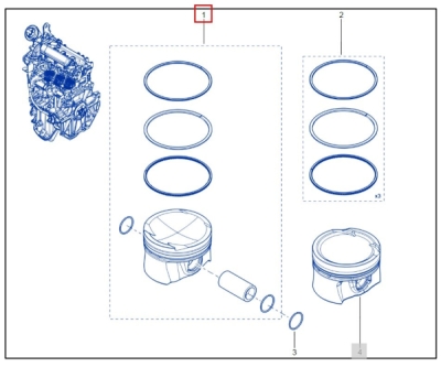 Set piston [cu bolt si segmenti] ORIGINAL DACIA / RENAULT 120A18015R