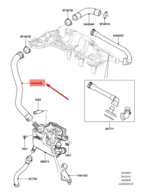 Furtun ventilare gaze ORIGINAL LAND ROVER / JAGUAR LR001264