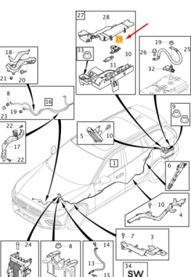 Sensor, battery management ORIGINAL VOLVO 31682255