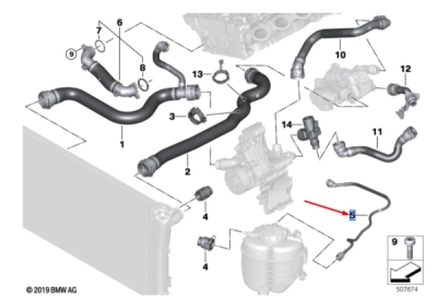 Cuplaj conducta lichid racire ORIGINAL BMW 17128654868