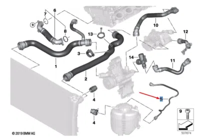 Cuplaj conducta lichid racire ORIGINAL BMW 17128654868
