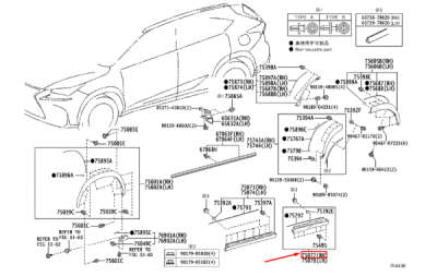 Bandou inferior usa spate dreapta ORIGINAL TOYOTA/LEXUS 7507778010