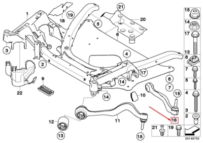 Brat inferior suspensie axa fata dreapta [spre spate] ORIGINAL BMW 31122347965