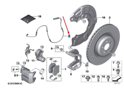 Senzor avertizare uzura placute frana spate ORIGINAL BMW 34356890791