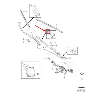 Clipsa brat stergator parbriz [partea conducator auto] ORIGINAL VOLVO 31662248