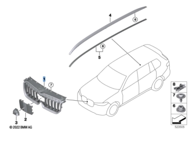 Grila decorativa radiator [BEV] ORIGINAL BMW 51135A7D664