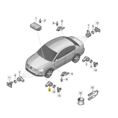Senzor parcare bara fata, exterior ORIGINAL VW GROUP 1T0919297A GRU