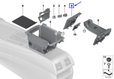 Ornament compartiment depozitare ORIGINAL BMW 51169252106
