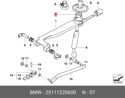Bucsa brat central timonerie ORIGINAL BMW 25111220600