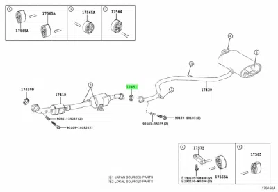 Garnitura, racord evacuare ORIGINAL TOYOTA 17451-0J022