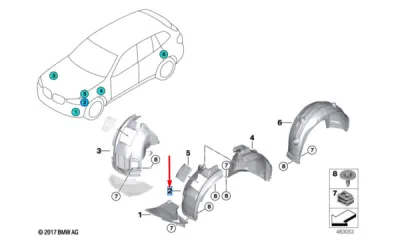 Carenaj aripa fata stanga [spre fata] ORIGINAL BMW 51717445681