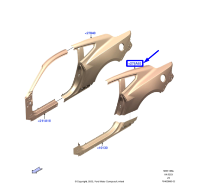 Aripa stanga spate Ford Mustang [Coupe, 2024>] ORIGINAL FORD 2616855