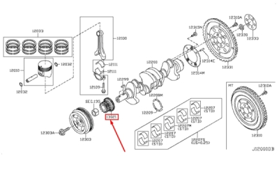 Pinion arbore cotit ORIGINAL NISSAN 130214JM0A