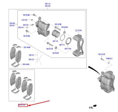 Set placute frana axa fata ORIGINAL HYUNDAI / KIA 58101G4A10