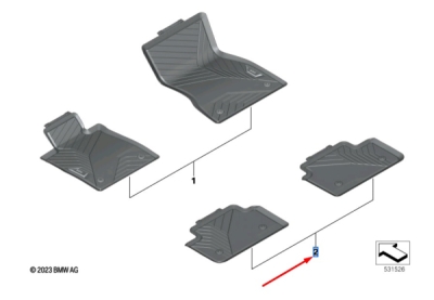 Set covorase cauciuc spate [G60/G90/G68/G61/G99] ORIGINAL BMW 51475A87FF2