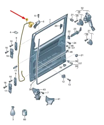 Suport cu rola superior pentru usa culisanta electrica stanga ORIGINAL VW GROUP 7E0843435C