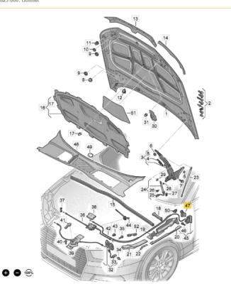 Maneta interior deschidere capota motor ORIGINAL VW GROUP 8W1823533C4PK
