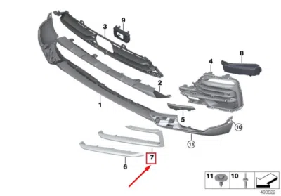Ornament bara fata stanga X-Line [crom] ORIGINAL BMW 51117449691