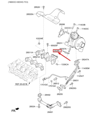 Garnitura turbocompresor ORIGINAL HYUNDAI / KIA 282852A700