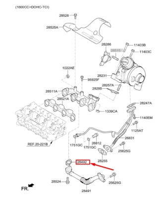 Garnitura conducta supapa EGR ORIGINAL HYUNDAI / KIA 284922A100