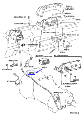 Cablu vitezometru, nr. 1 (asamblat) ORIGINAL TOYOTA 8371090K04