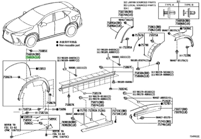 Bandou aripa fata stanga ORIGINAL TOYOTA 7560278040