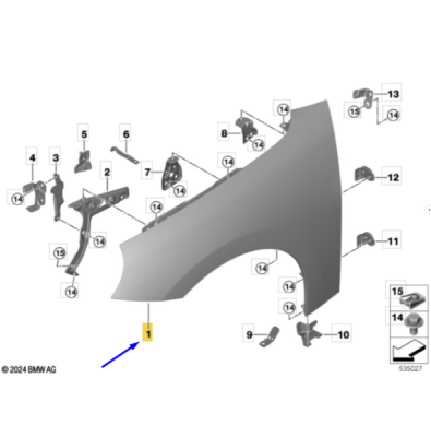 Aripa fata stanga [grunduita] ORIGINAL BMW 41009640591