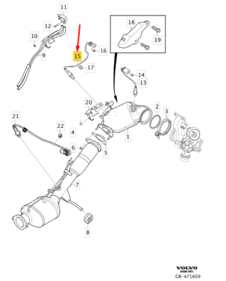 Sonda Lambda (dupa catalizator) ORIGINAL VOLVO 32208773