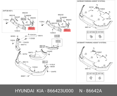 Suport dreapta armatura bara spate ORIGINAL KIA 866423U000