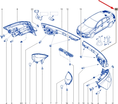 Stop spate stanga pe hayon Megane IV ORIGINAL RENAULT 265557756R