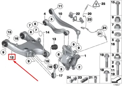 Brat inferior dreapta spate ORIGINAL BMW 33326780070