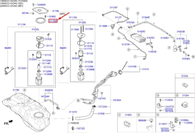Garnitura capac pompa combustibil ORIGINAL HYUNDAI / KIA 31158D7000