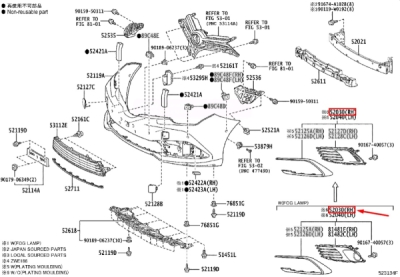 Grila bara fata dreapta ORIGINAL TOYOTA 5203002210