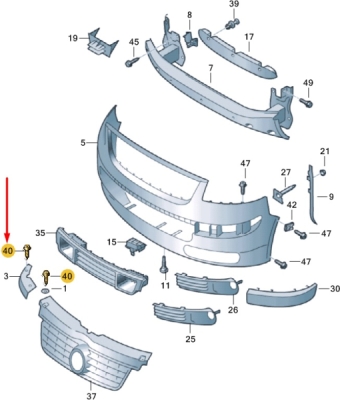 Clip, bară de protecție ORIGINAL VW GROUP 7H0915450