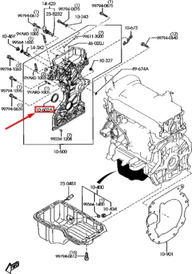 Simering arbore cotit fata ORIGINAL MAZDA FS0210602