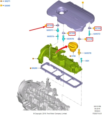 Garnitura/bucsa capac motor ORIGINAL FORD 1868498