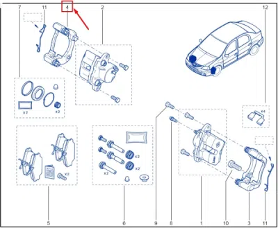Suport etrier frana axa fata dreapta ORIGINAL RENAULT 7701051905