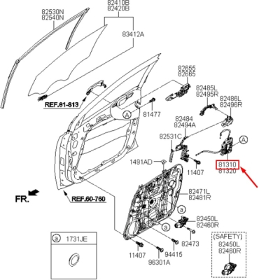 Lacat usa stanga fata OORIGINAL HYUNDAI / KIA 81310F1210