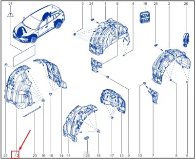 Carenaj roata fata dreapta spre fata ORIGINAL RENAULT 638440460R