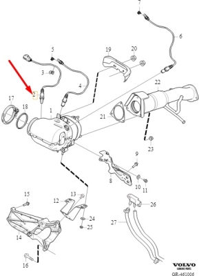Sonda Lambda [inainte de catalizator] ORIGINAL VOLVO 32253664