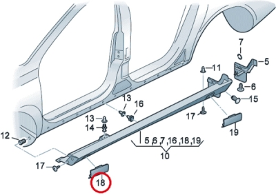 Capac cric prag fata stanga ORIGINAL VW GROUP 3C8853247GRU