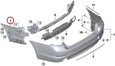 Suport lateral dreapta bara spate ORIGINAL BMW 51127387300