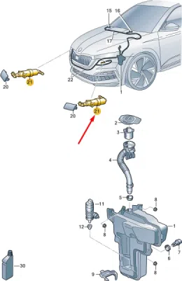Duza spalator far (stanga) ORIGINAL VW GROUP 5E3955965D