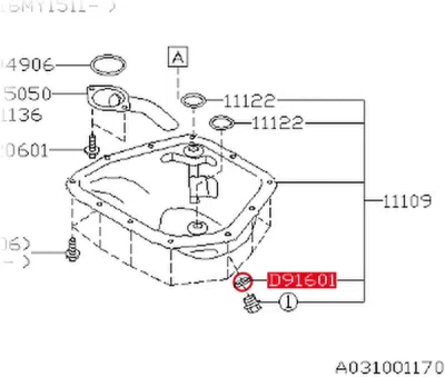 Inel etansare, surub drena ulei ORIGINAL SUBARU 803916010