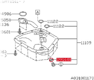 Inel etansare, surub drena ulei ORIGINAL SUBARU 803916010