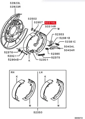 Parghie actionare frana de mana spate stanga ORIGINAL MITSUBISHI 4600A154