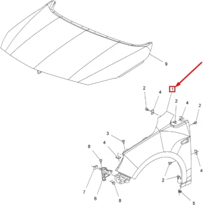 Aripa dreapta fata ORIGINAL PSA 13390003