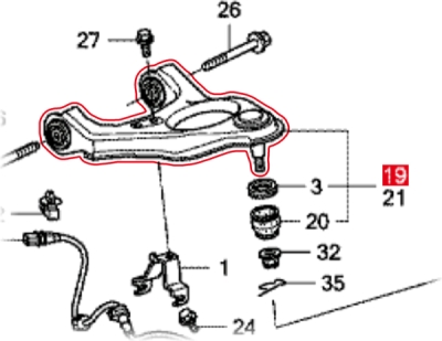 Brat superior suspensie spate dreapta ORIGINAL HONDA 52510TL0E01