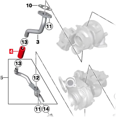 Furtun retur ulei turbo ORIGINAL BMW 11422249206
