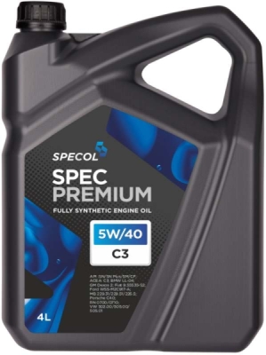 Motorolje SPECOL 5W40 4L PREMIUM C3 SN+/SM/CF / 502.00 505.00 505.01/LL04/DEX2/ 229.31 229.51 226.5/RN17/ A40/9.55535-S2/M2C917A